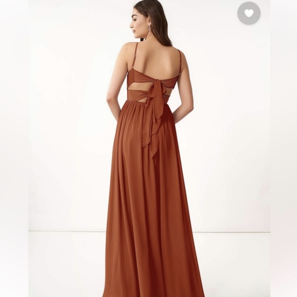 Azazie Zeya Bridesmaid Dress A10 fits like a 6/8 (burnt orange) - Picture 5 of 5